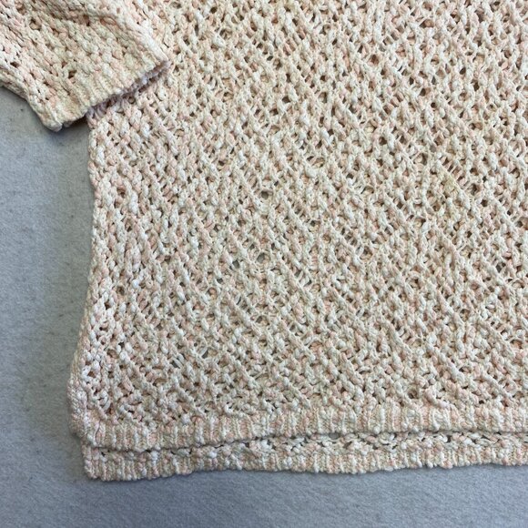 J. Jill 100% Cotton Crochet Top Pullover Women's M Pink 3/4 Sleeve Pullover - Picture 5 of 10